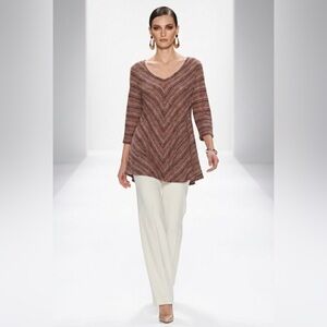 JohnPaulRichard Brown and Red‎ 3/4 Sleeve Boxy Tunic